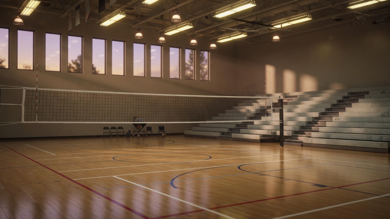 The gym floor before a home match